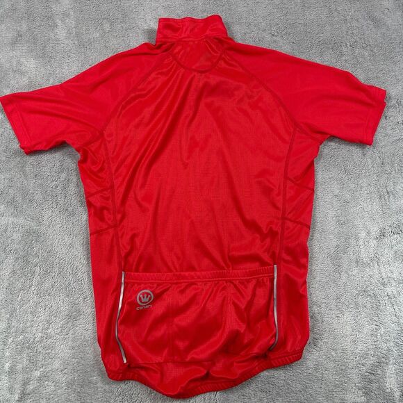 Canari Cycling Optic Nova Jersey Mens Large Red Short Sleeve Mock Neck Full Zip - Picture 2 of 13